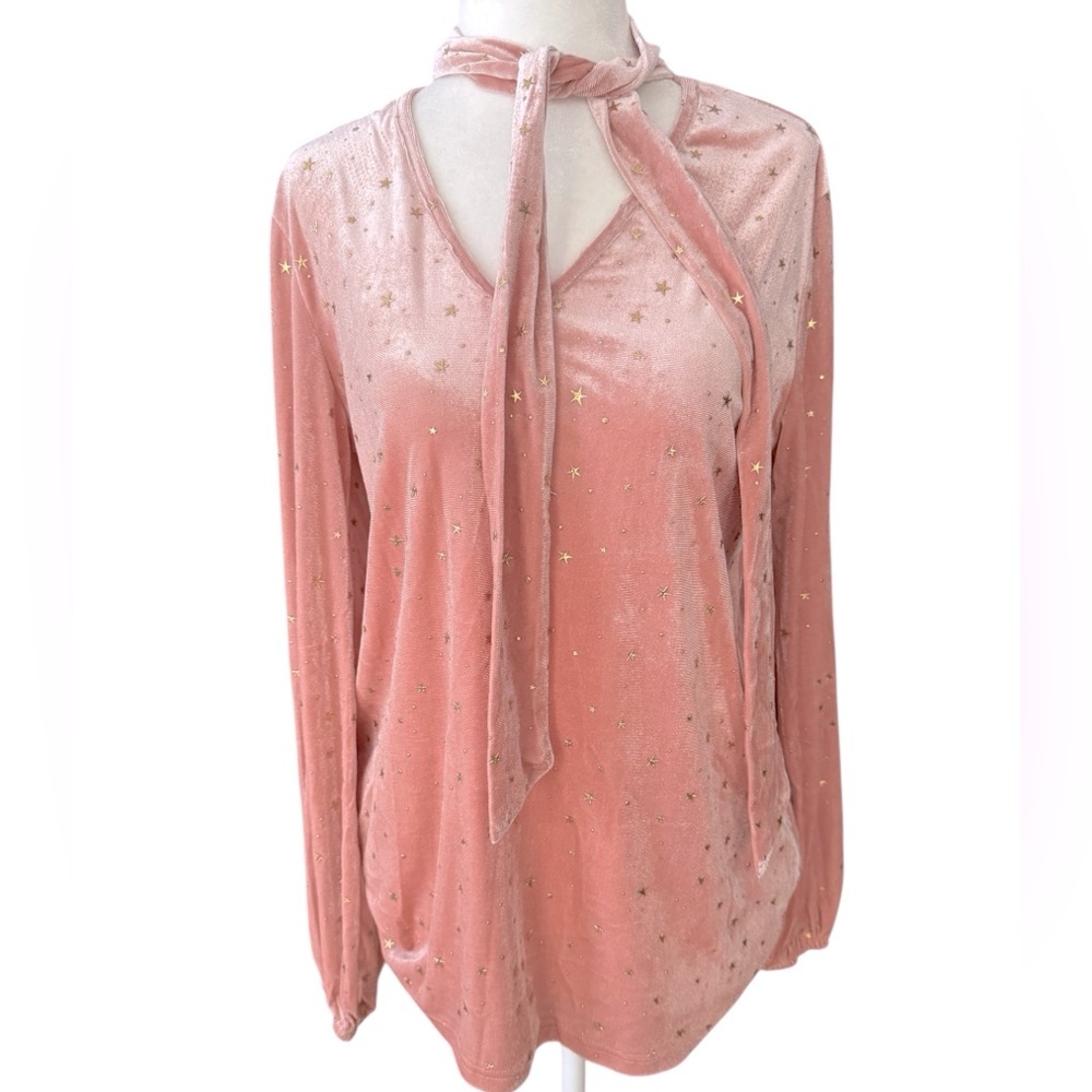 Yoins Pink Velvet Star-Embellished Women's Top Size Medium NWT